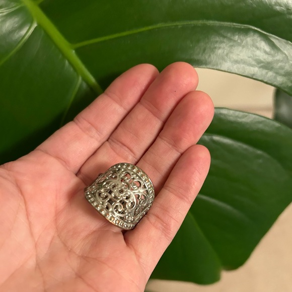🌀 Aztec stretch‎ silver ring - Picture 7 of 12